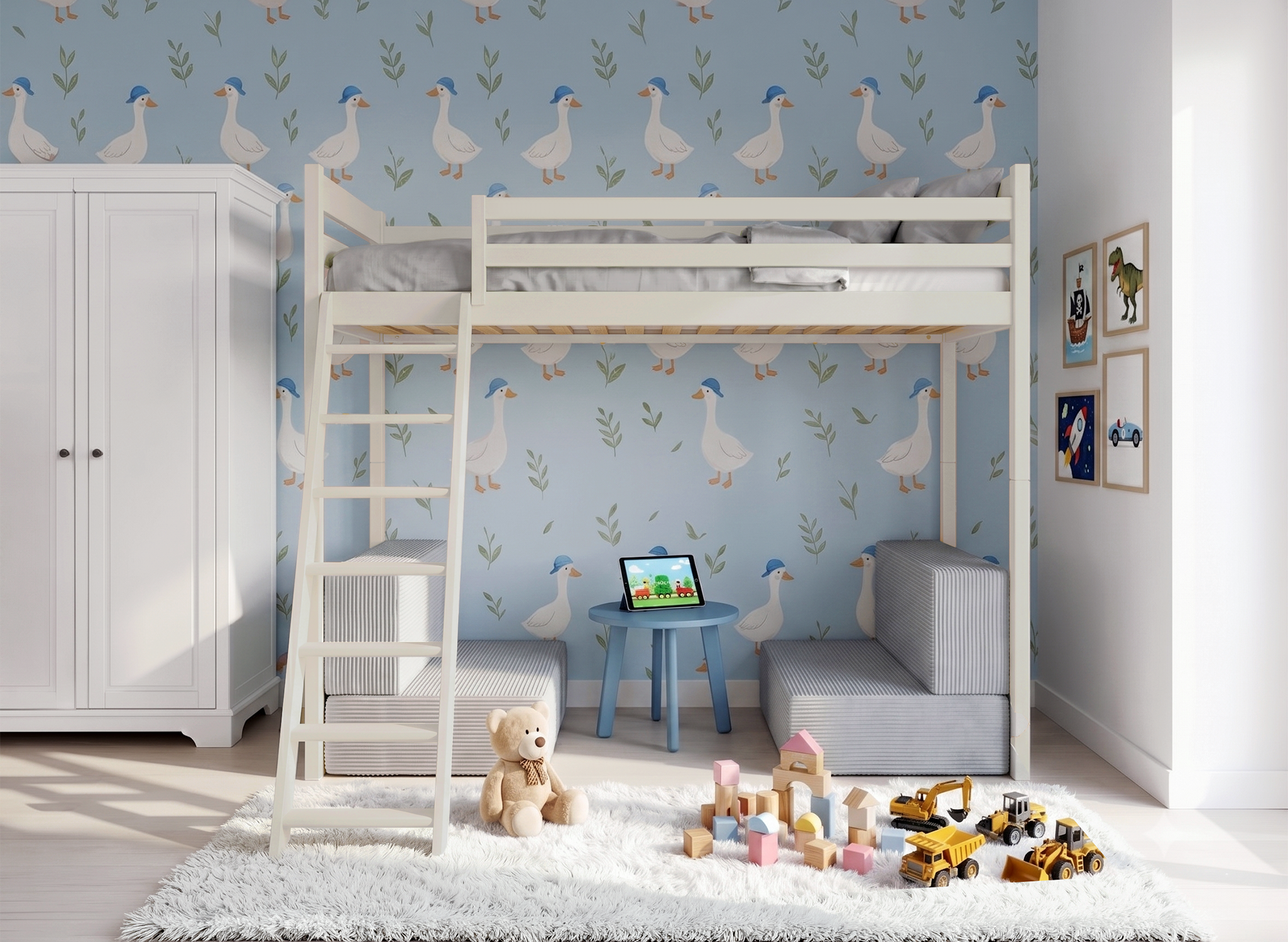 Lit mezzanine SOFENA avec canapé modulable – Lano Meble